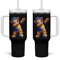 Funny Bosnia Teddy Bear Dabbing Fudbal Fan Gift Tumbler With Handle
