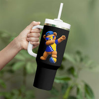 Funny Bosnia Teddy Bear Dabbing Fudbal Fan Gift Tumbler With Handle