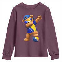 Funny Bosnia Teddy Bear Dabbing Fudbal Fan Gift Youth Sweatshirt