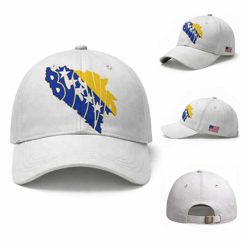 Bosnia And Herzegovina Word Art Map Baseball Cap Bosnian Pride Gift