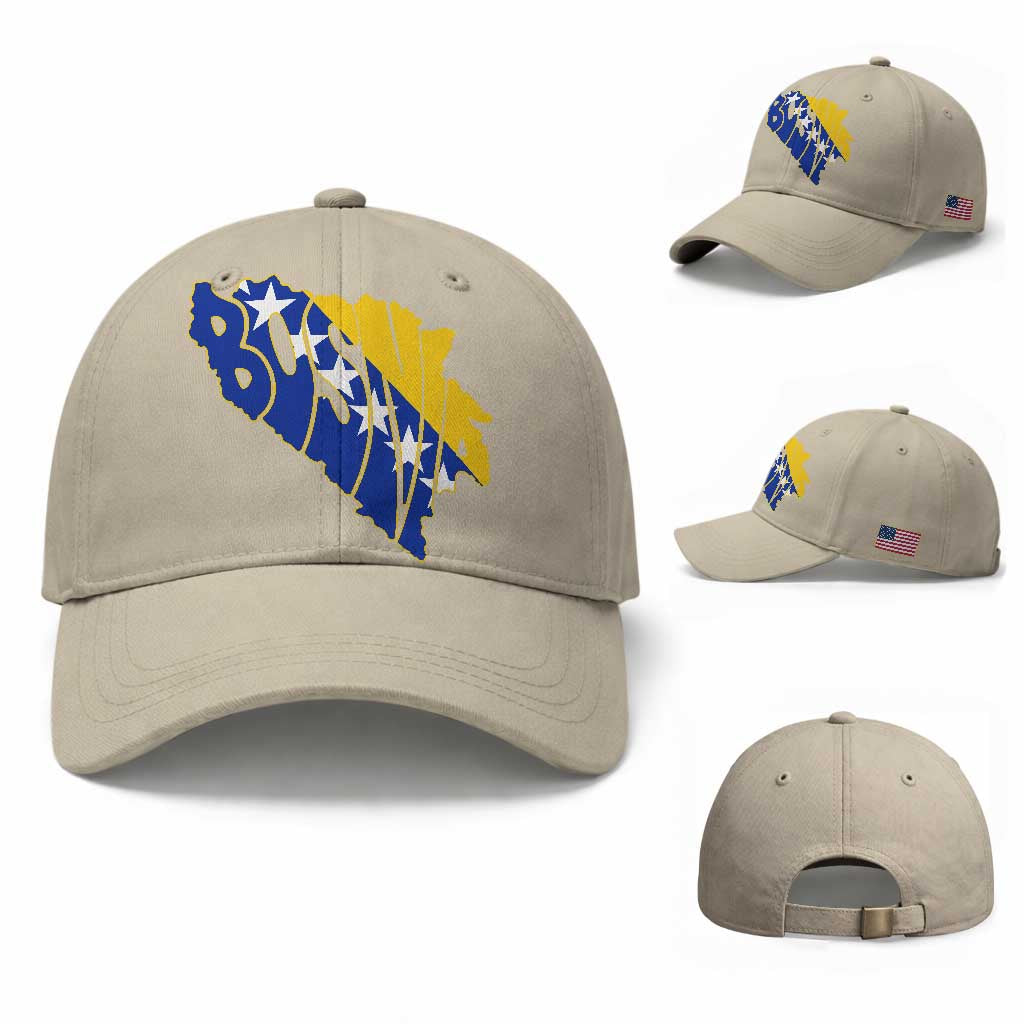 Bosnia And Herzegovina Word Art Map Baseball Cap Bosnian Pride Gift