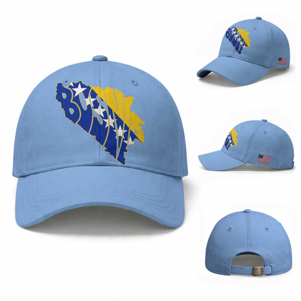 Bosnia And Herzegovina Word Art Map Baseball Cap Bosnian Pride Gift