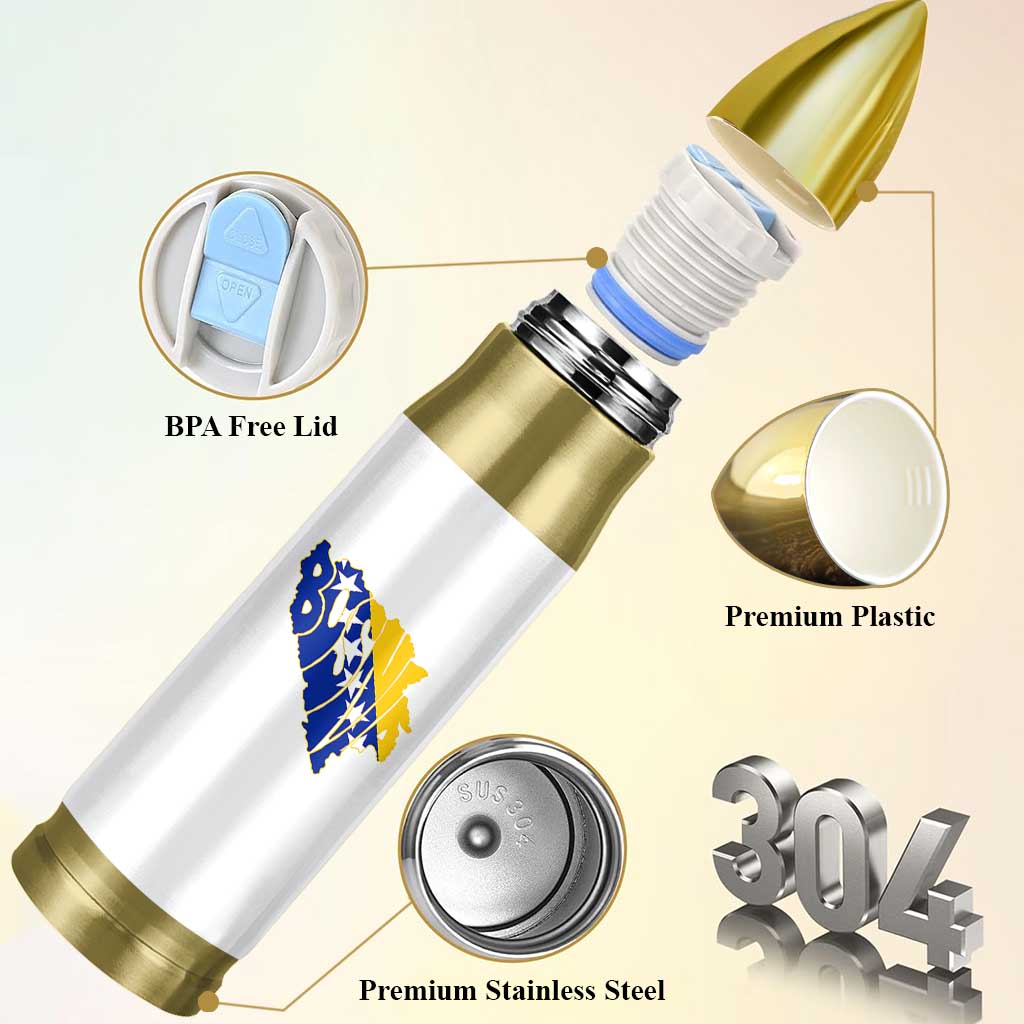 Bosnia And Herzegovina Word Art Map Bullet Tumbler Bosnian Pride Gift