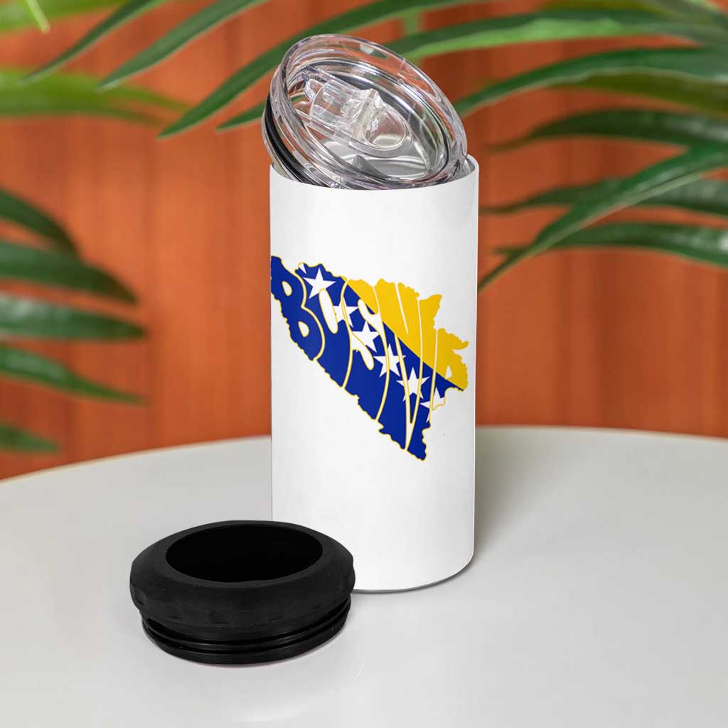 Bosnia And Herzegovina Word Art Map 4 in 1 Can Cooler Tumbler Bosnian Pride Gift