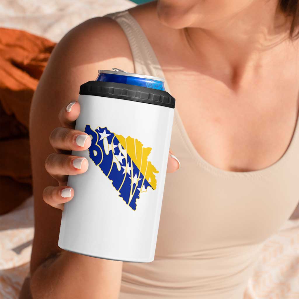 Bosnia And Herzegovina Word Art Map 4 in 1 Can Cooler Tumbler Bosnian Pride Gift