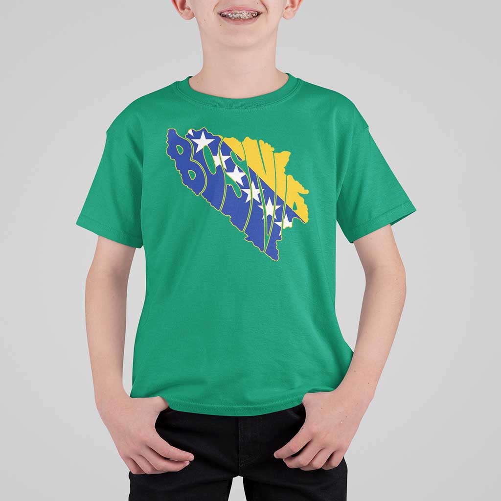 Bosnia And Herzegovina Word Art Map T Shirt For Kid Bosnian Pride Gift