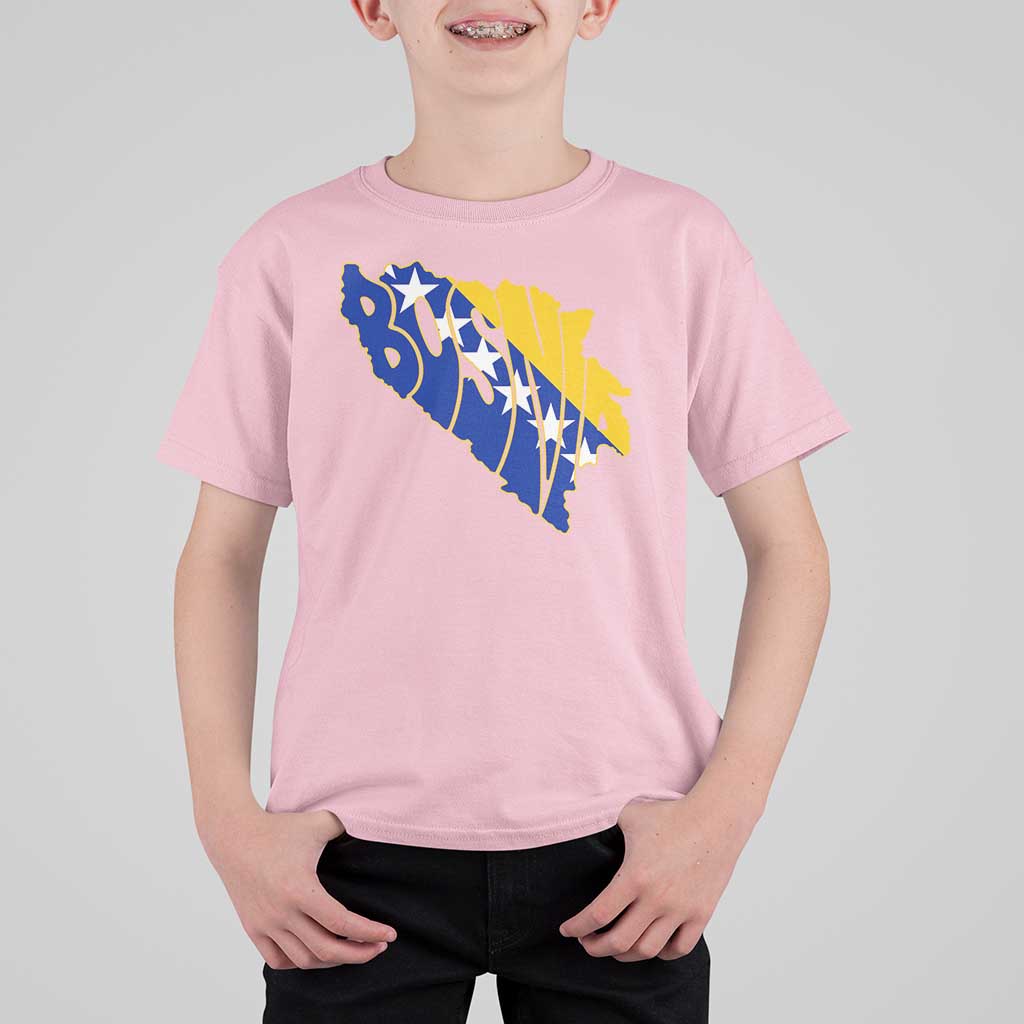 Bosnia And Herzegovina Word Art Map T Shirt For Kid Bosnian Pride Gift