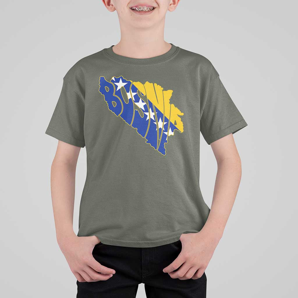 Bosnia And Herzegovina Word Art Map T Shirt For Kid Bosnian Pride Gift