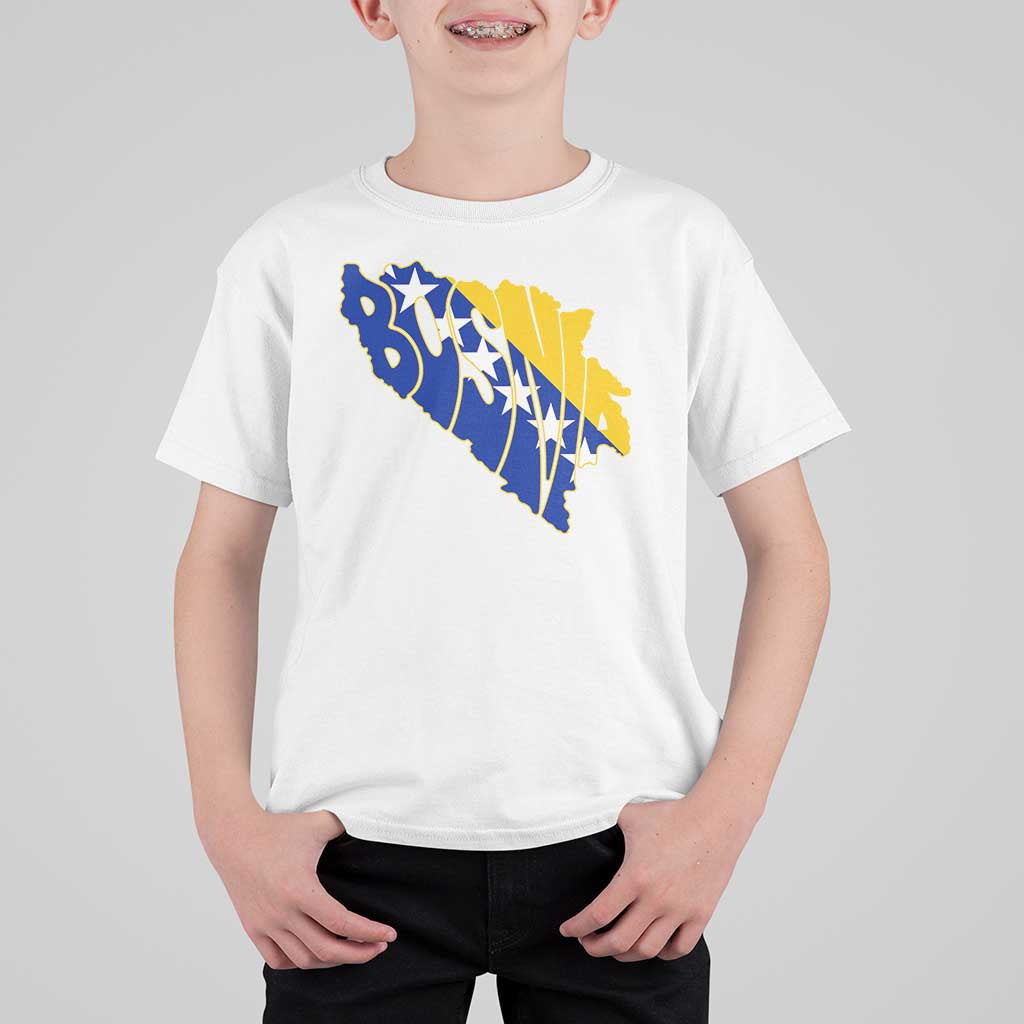 Bosnia And Herzegovina Word Art Map T Shirt For Kid Bosnian Pride Gift