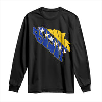 Bosnia And Herzegovina Word Art Map Long Sleeve Shirt Bosnian Pride Gift