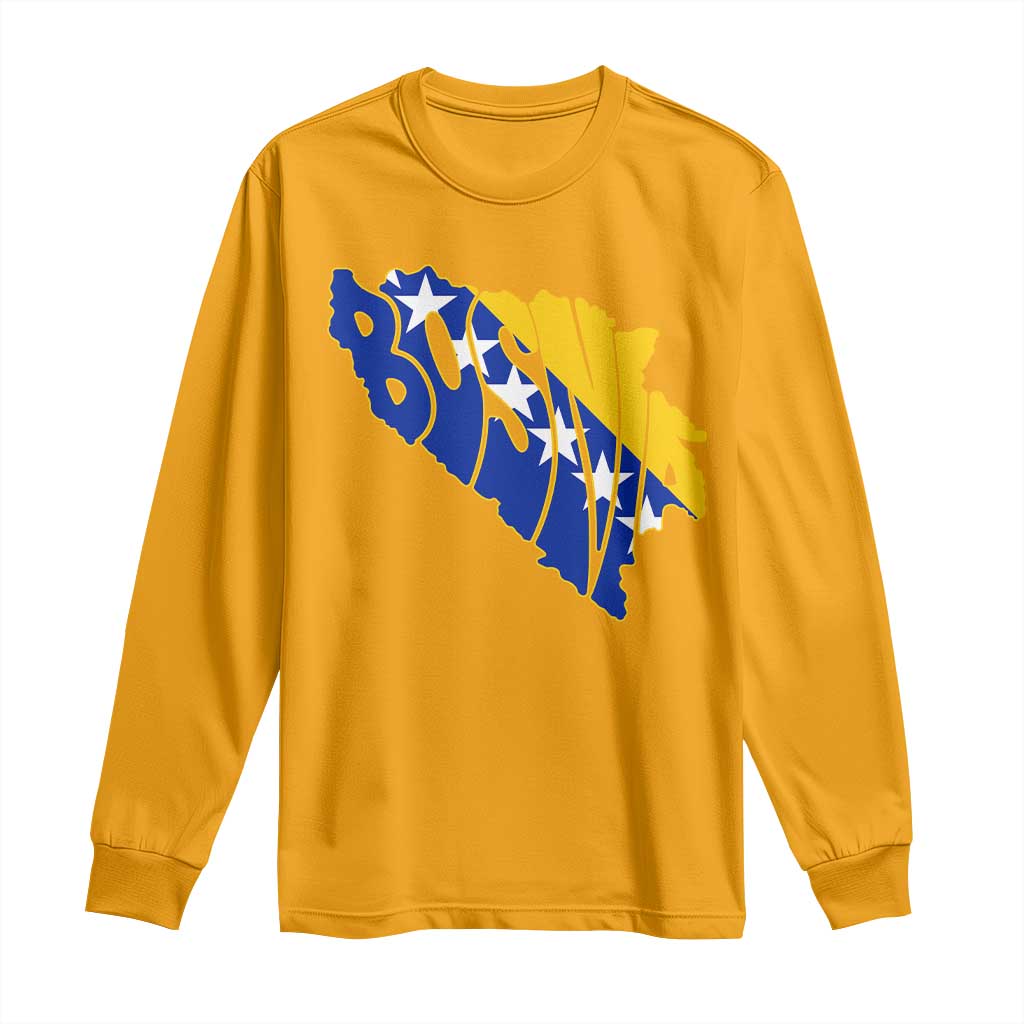 Bosnia And Herzegovina Word Art Map Long Sleeve Shirt Bosnian Pride Gift