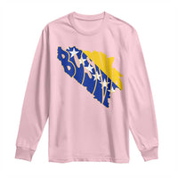 Bosnia And Herzegovina Word Art Map Long Sleeve Shirt Bosnian Pride Gift