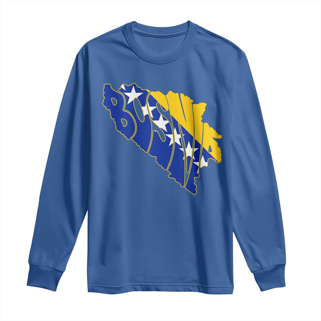 Bosnia And Herzegovina Word Art Map Long Sleeve Shirt Bosnian Pride Gift