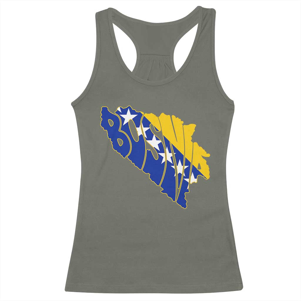 Bosnia And Herzegovina Word Art Map Racerback Tank Top Bosnian Pride Gift