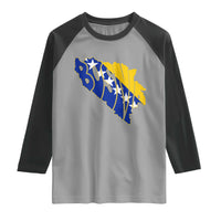 Bosnia And Herzegovina Word Art Map Raglan Shirt Bosnian Pride Gift
