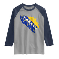 Bosnia And Herzegovina Word Art Map Raglan Shirt Bosnian Pride Gift