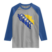 Bosnia And Herzegovina Word Art Map Raglan Shirt Bosnian Pride Gift