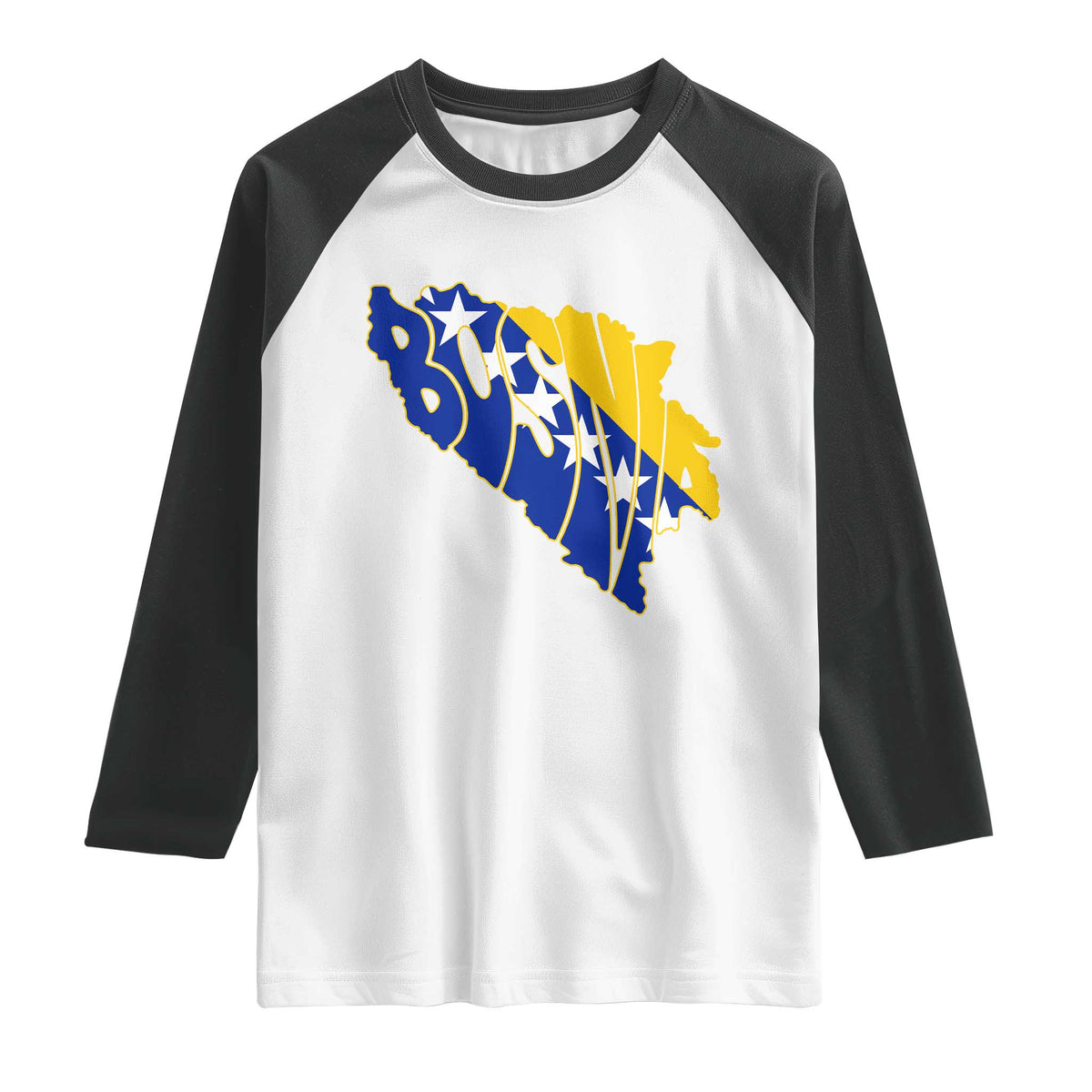 Bosnia And Herzegovina Word Art Map Raglan Shirt Bosnian Pride Gift