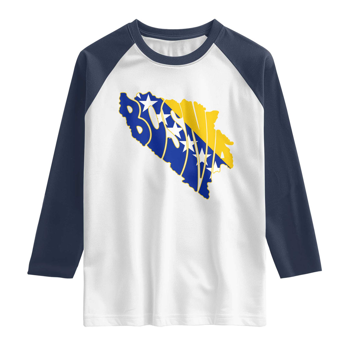 Bosnia And Herzegovina Word Art Map Raglan Shirt Bosnian Pride Gift