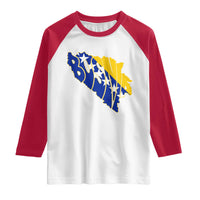 Bosnia And Herzegovina Word Art Map Raglan Shirt Bosnian Pride Gift