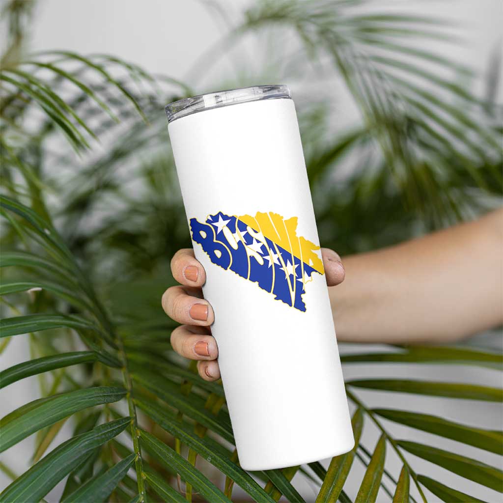 Bosnia And Herzegovina Word Art Map Skinny Tumbler Bosnian Pride Gift