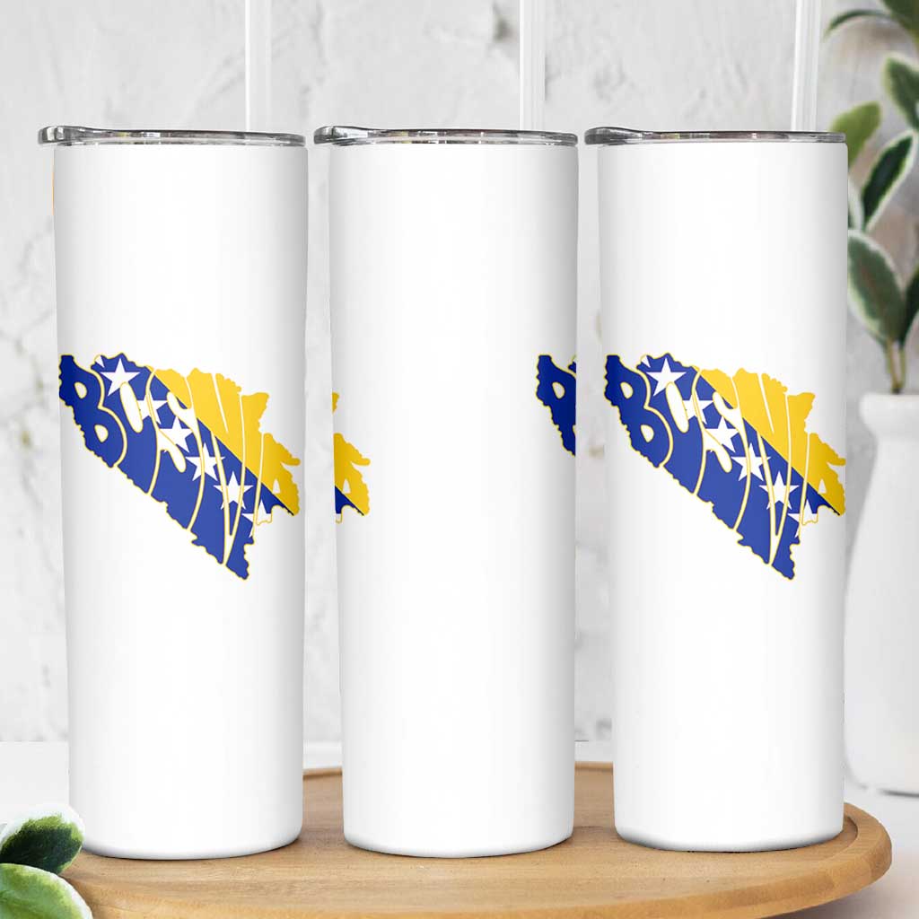Bosnia And Herzegovina Word Art Map Skinny Tumbler Bosnian Pride Gift