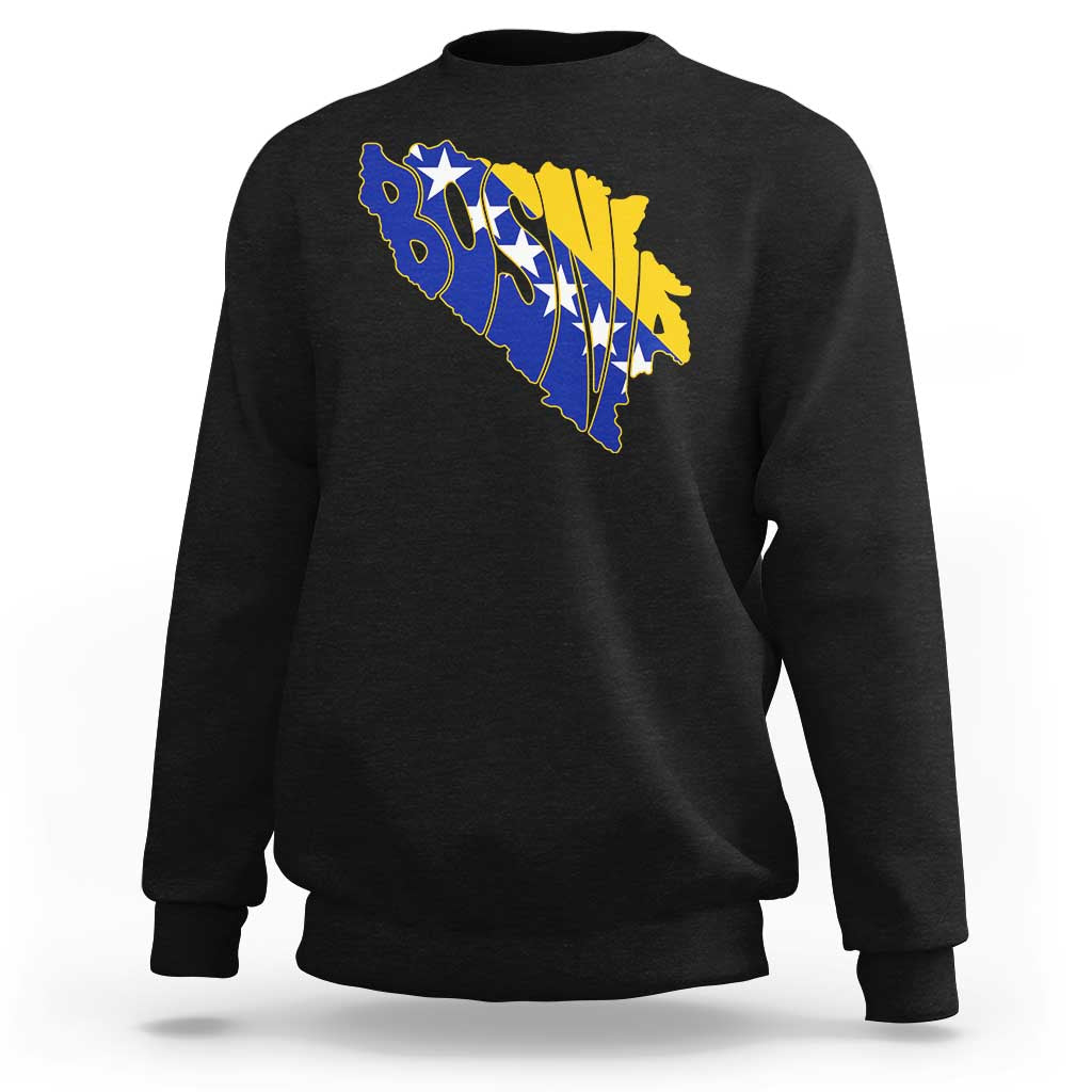 Bosnia And Herzegovina Word Art Map Sweatshirt Bosnian Pride Gift