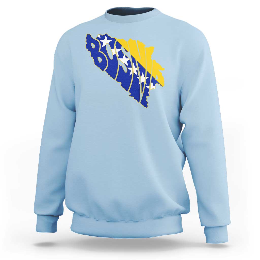 Bosnia And Herzegovina Word Art Map Sweatshirt Bosnian Pride Gift