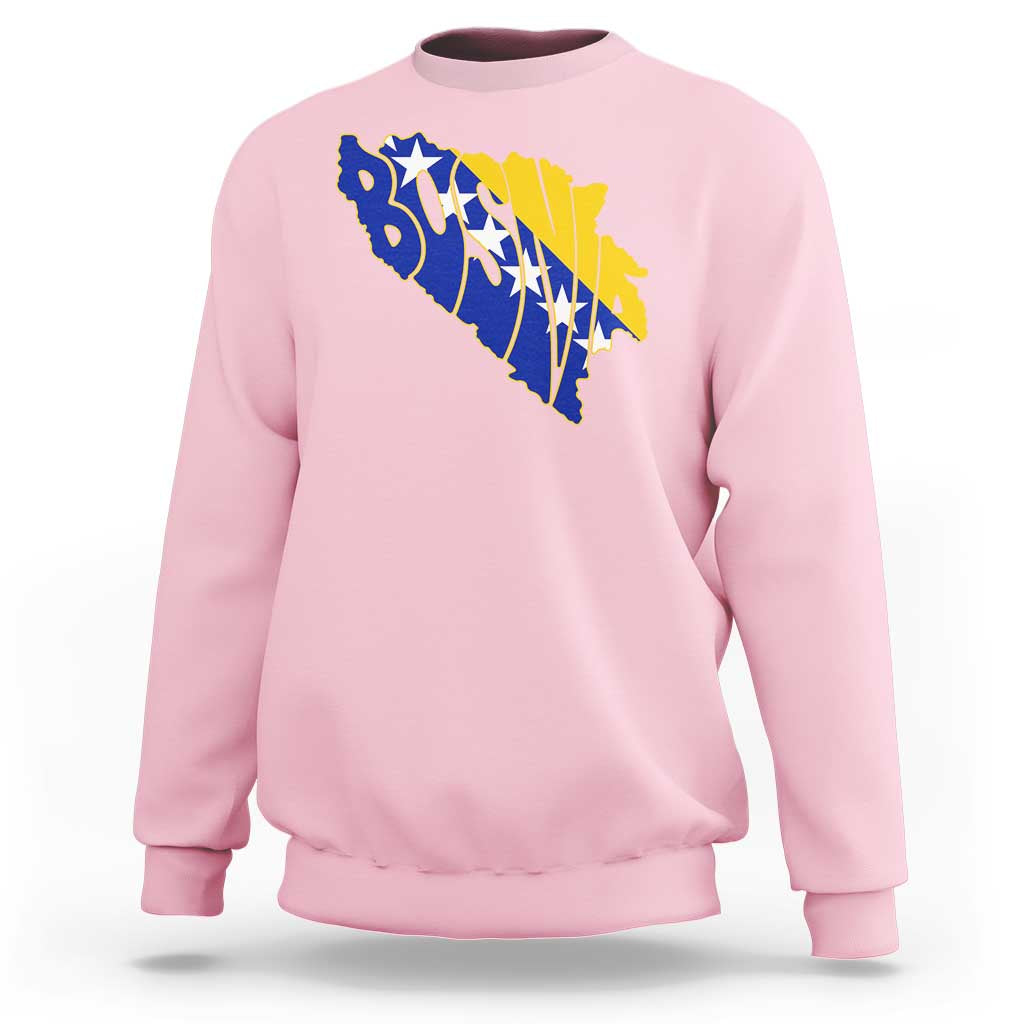 Bosnia And Herzegovina Word Art Map Sweatshirt Bosnian Pride Gift