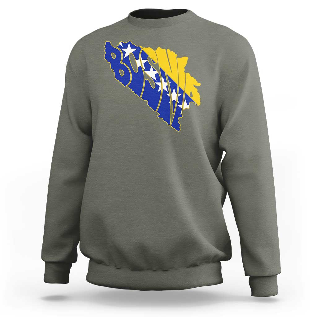 Bosnia And Herzegovina Word Art Map Sweatshirt Bosnian Pride Gift