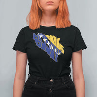 Bosnia And Herzegovina Word Art Map T Shirt For Women Bosnian Pride Gift