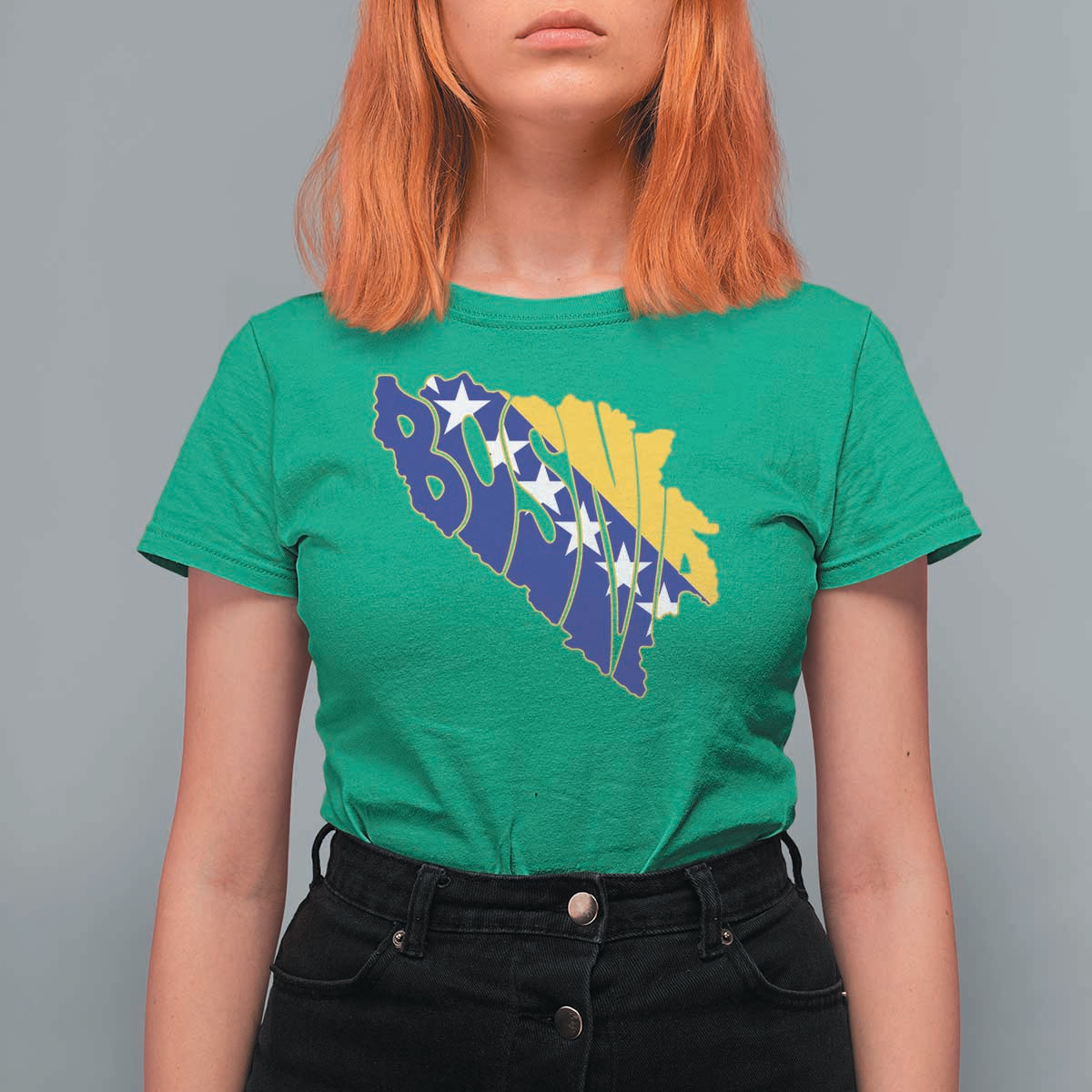 Bosnia And Herzegovina Word Art Map T Shirt For Women Bosnian Pride Gift