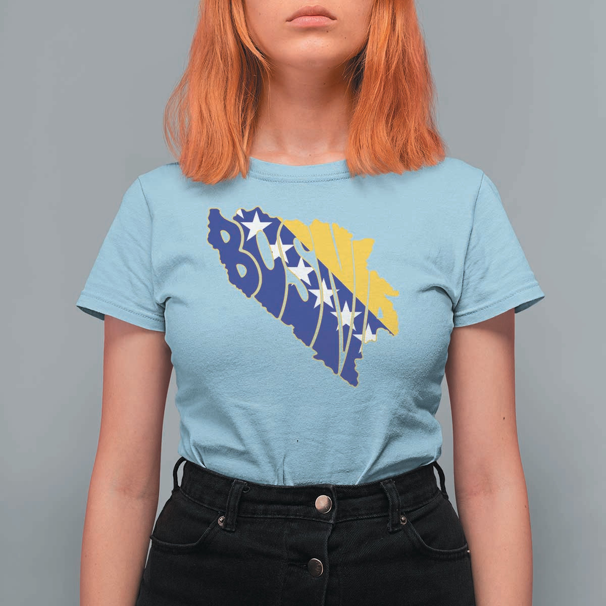 Bosnia And Herzegovina Word Art Map T Shirt For Women Bosnian Pride Gift