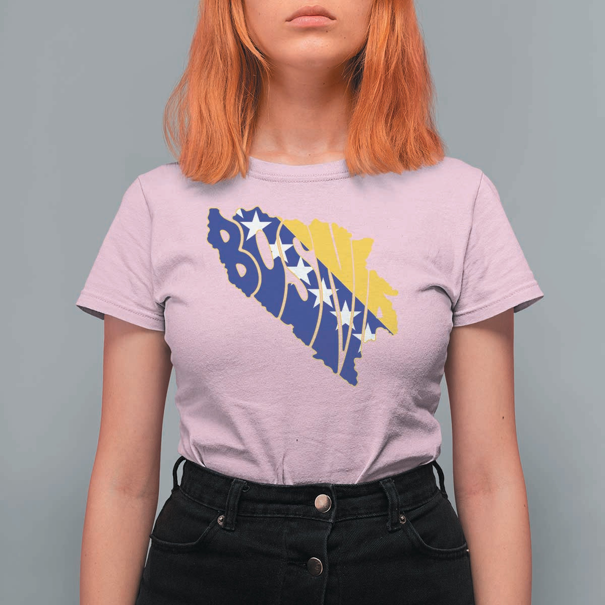 Bosnia And Herzegovina Word Art Map T Shirt For Women Bosnian Pride Gift