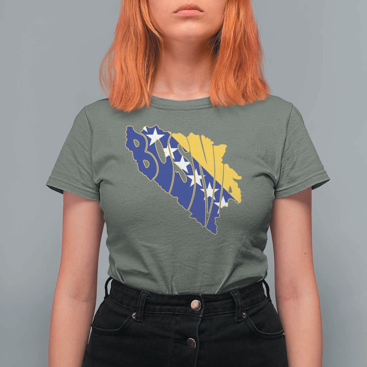 Bosnia And Herzegovina Word Art Map T Shirt For Women Bosnian Pride Gift