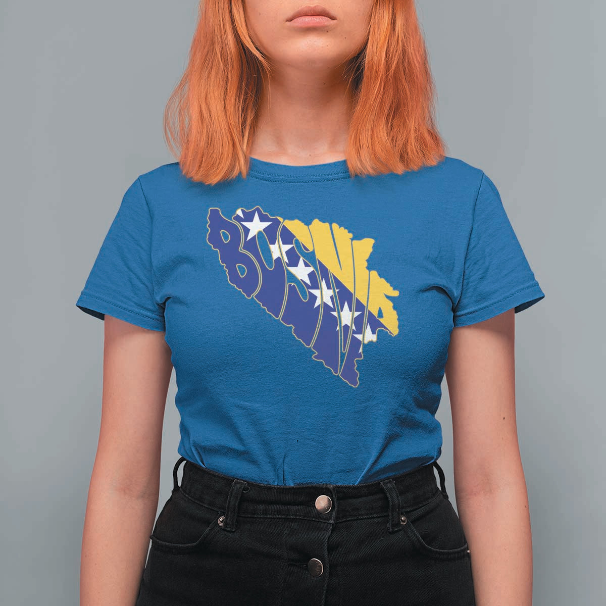 Bosnia And Herzegovina Word Art Map T Shirt For Women Bosnian Pride Gift