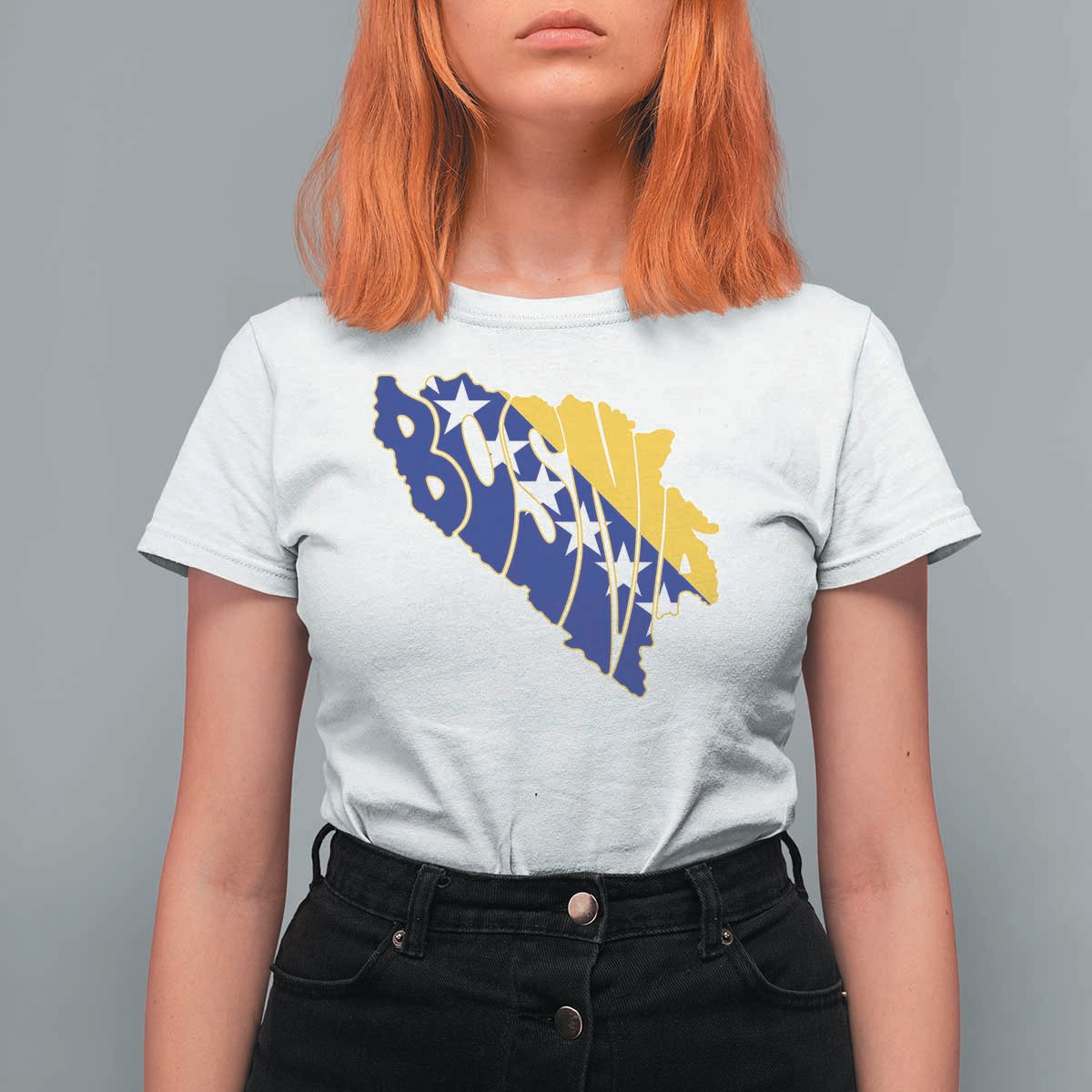 Bosnia And Herzegovina Word Art Map T Shirt For Women Bosnian Pride Gift