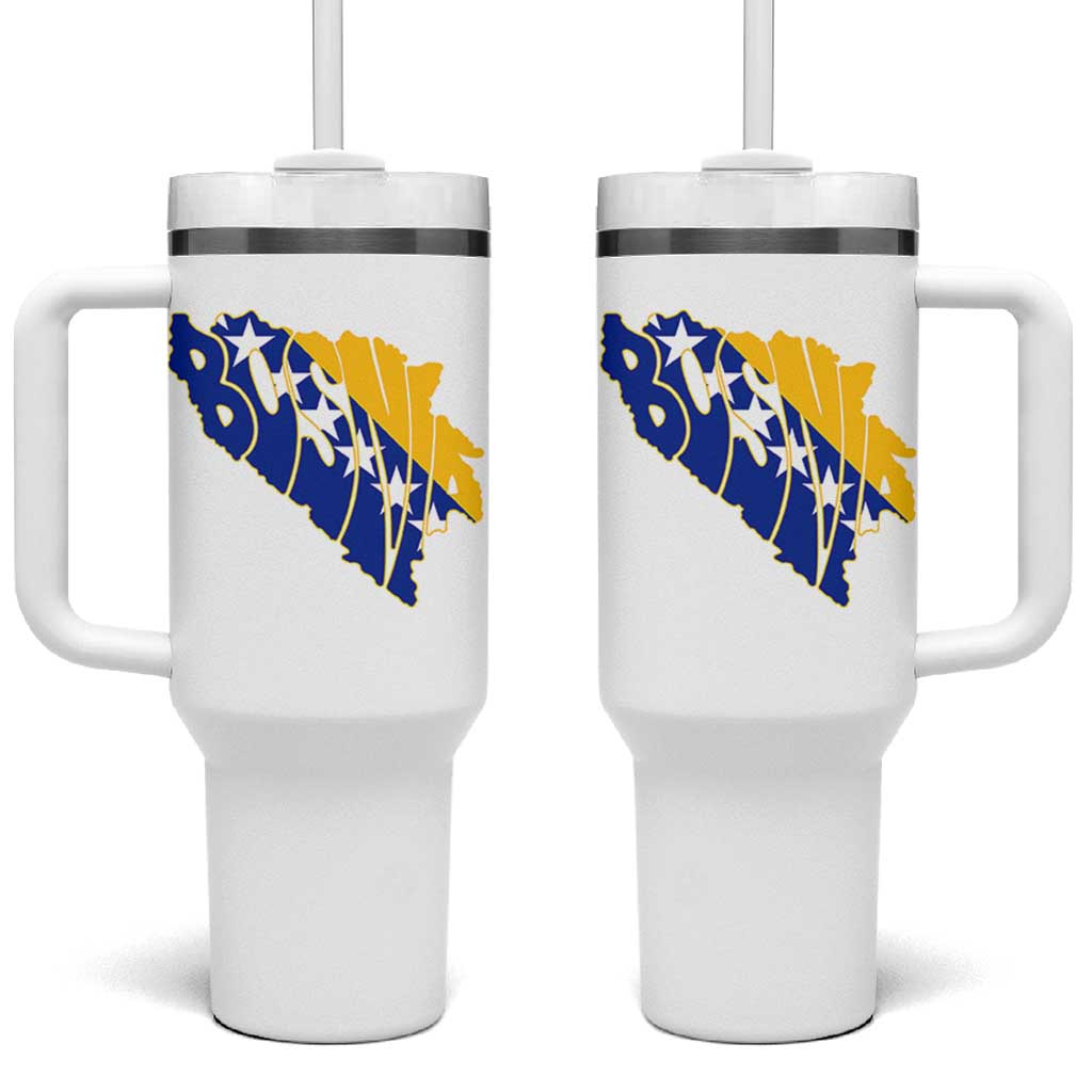 Bosnia And Herzegovina Word Art Map Tumbler With Handle Bosnian Pride Gift