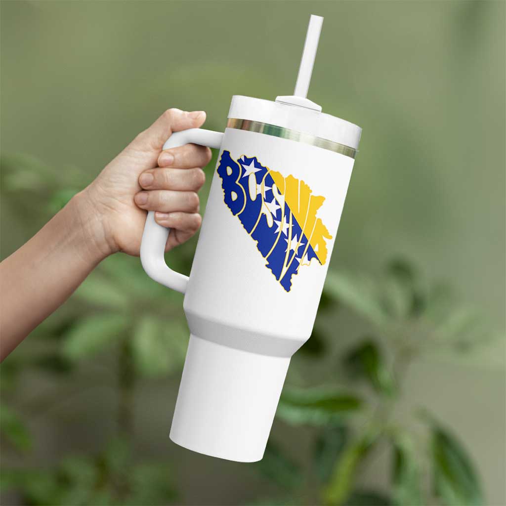 Bosnia And Herzegovina Word Art Map Tumbler With Handle Bosnian Pride Gift