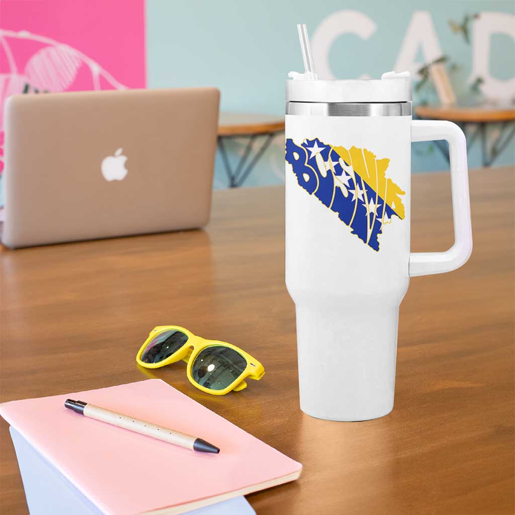 Bosnia And Herzegovina Word Art Map Tumbler With Handle Bosnian Pride Gift