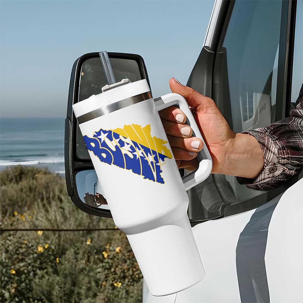 Bosnia And Herzegovina Word Art Map Tumbler With Handle Bosnian Pride Gift