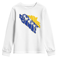 Bosnia And Herzegovina Word Art Map Youth Sweatshirt Bosnian Pride Gift