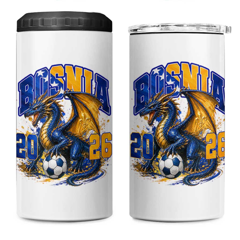 Bosnian Dragon Fudbal Fan 4 in 1 Can Cooler Tumbler Bosnia And Herzegovina Pride