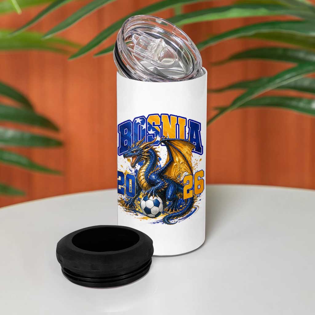 Bosnian Dragon Fudbal Fan 4 in 1 Can Cooler Tumbler Bosnia And Herzegovina Pride