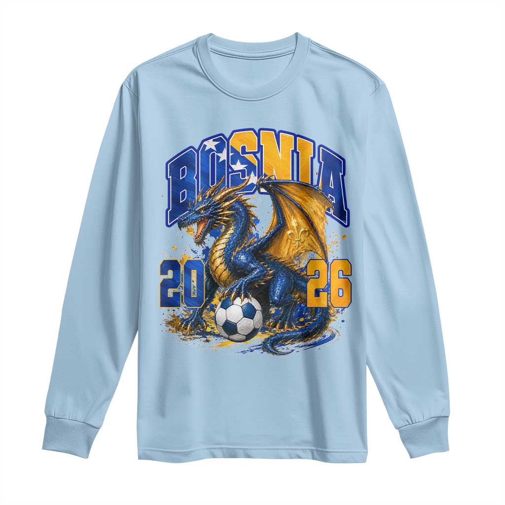 Bosnian Dragon Fudbal Fan Long Sleeve Shirt Bosnia And Herzegovina Pride
