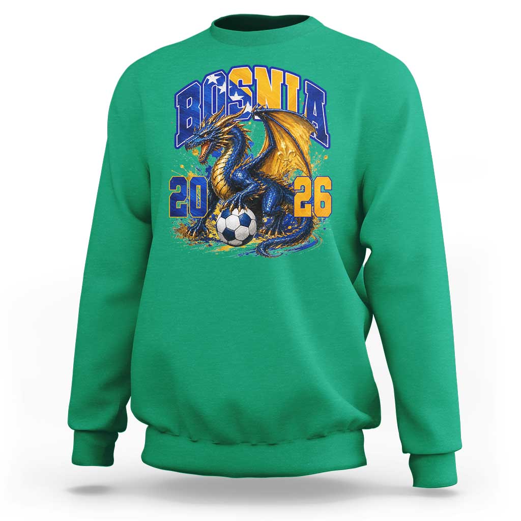 Bosnian Dragon Fudbal Fan Sweatshirt Bosnia And Herzegovina Pride