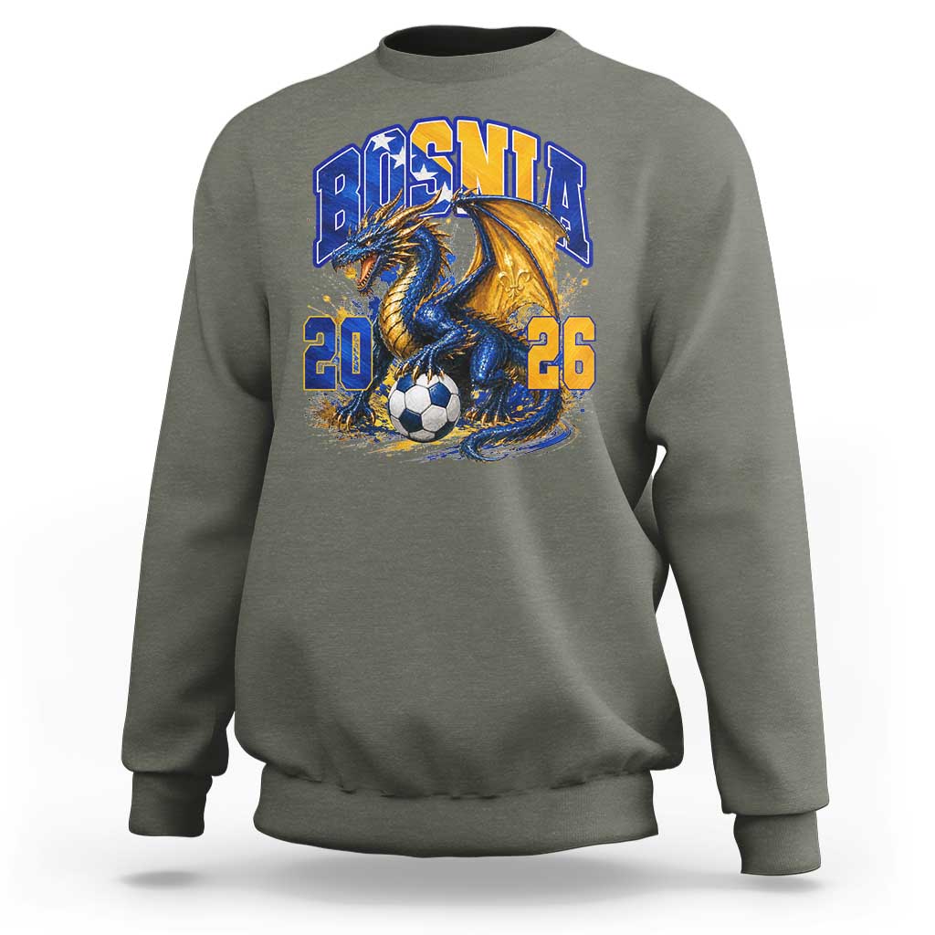 Bosnian Dragon Fudbal Fan Sweatshirt Bosnia And Herzegovina Pride