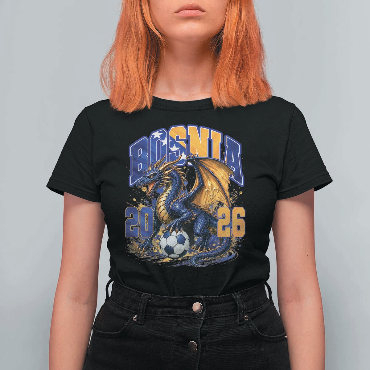 Bosnian Dragon Fudbal Fan T Shirt For Women Bosnia And Herzegovina Pride