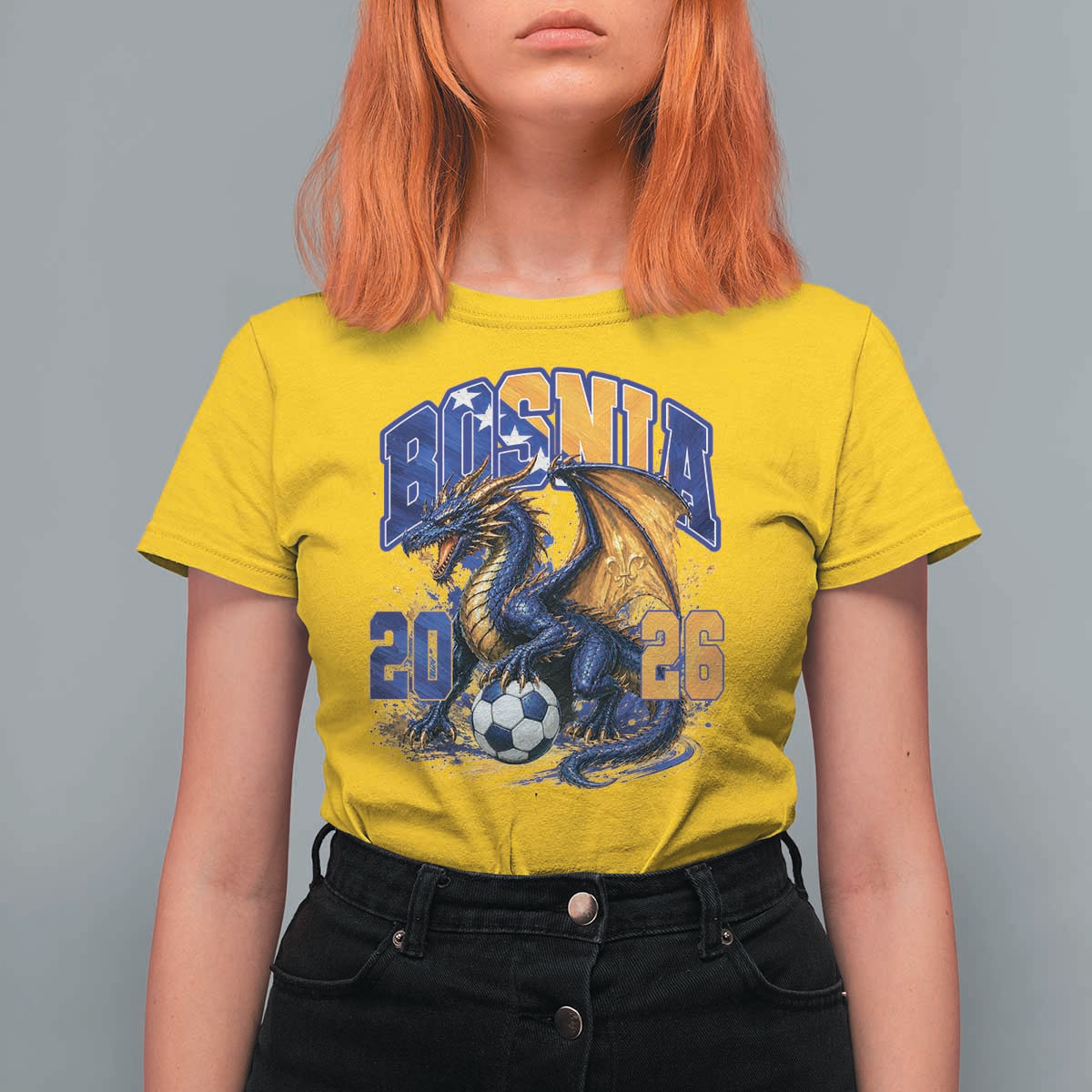 Bosnian Dragon Fudbal Fan T Shirt For Women Bosnia And Herzegovina Pride