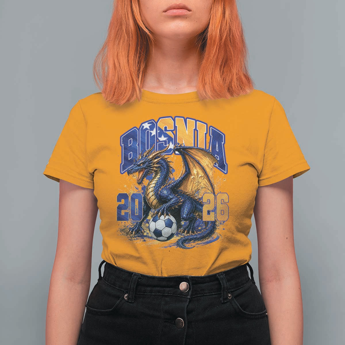 Bosnian Dragon Fudbal Fan T Shirt For Women Bosnia And Herzegovina Pride